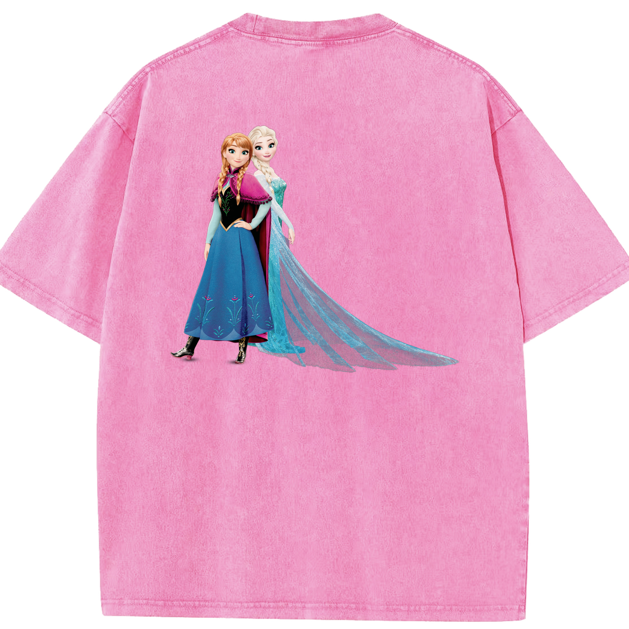 （画像用） アナと雪の女王 アンナ エルサ Frozen Anna Elsa 綿100% ヴィンテージ風 半袖Tシャツ（背面プリント）
